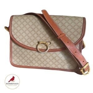 Celine Macadam Tan Brown Crossbody Bag | Vintage Logo Ring | Made in Italy